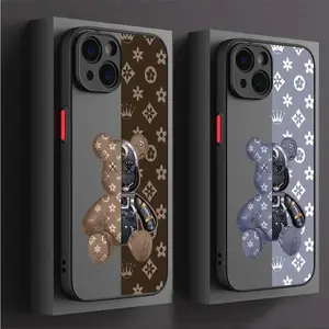 Luxury Printing Machine Bear For iPhone Case 17 16 15 14 13 12 Pro Max  Anti-Drop Shockproof Phone Y2K Cover