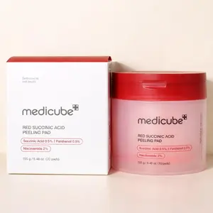 Medicube Red Succinic Acid Peeling Pads, 0.5% Succinic Acid & 2% Niacinamide Exfoliating Toner Pads