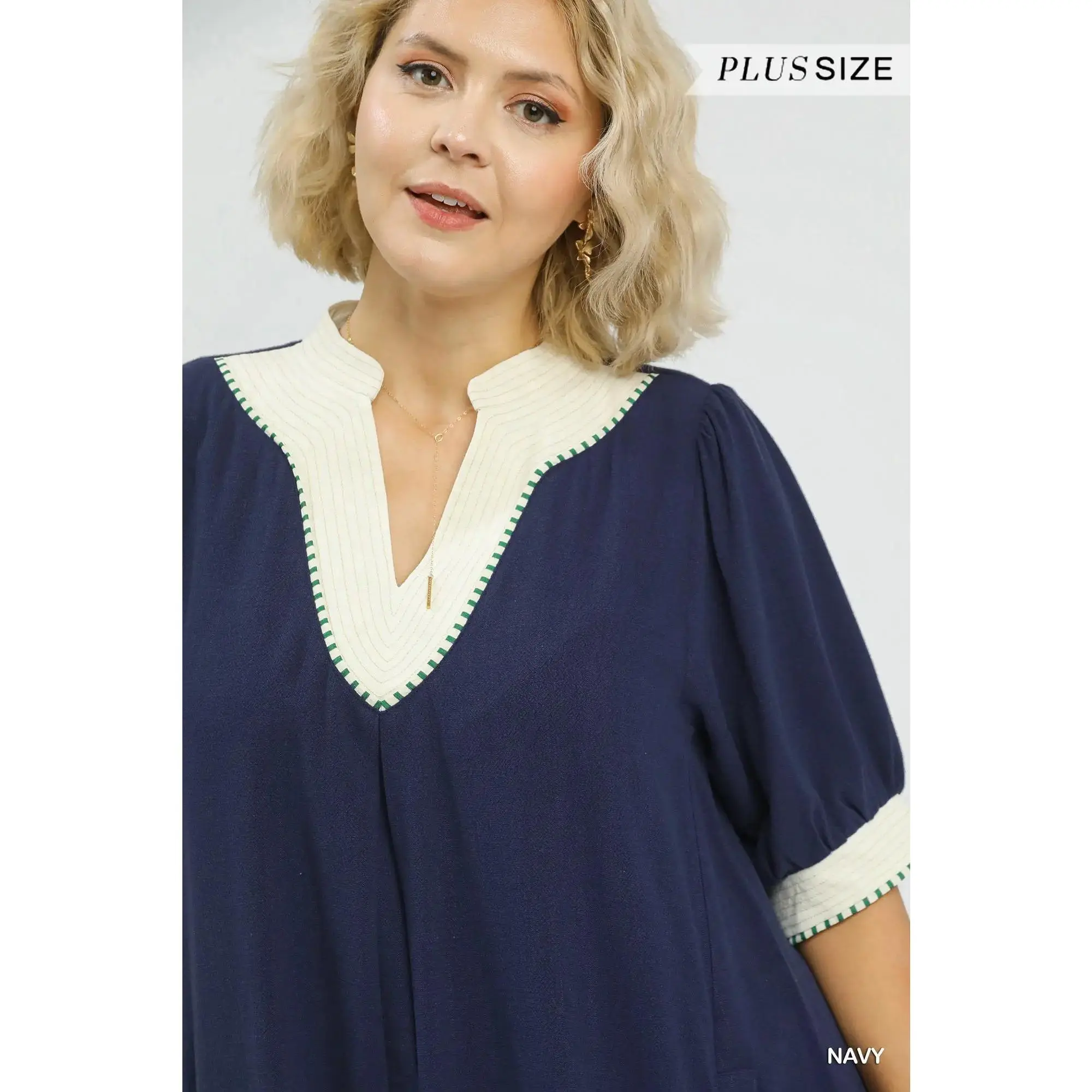 Umgee Navy Linen Dress