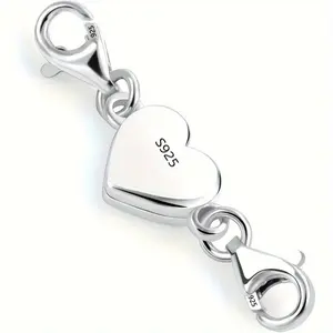 1pc Heart Magnetic Jewelry Connector Clasp Magnetic Necklace Clasp and Closure Double Chain Necklace Lobster Clasp