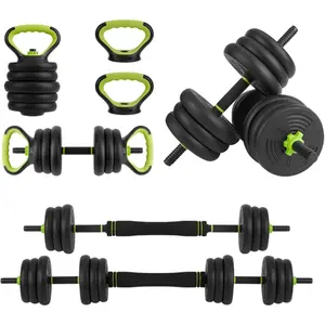 Adjustable Dumbbell Set, 88Lbs Free Weights Set with Connector, 4 In 1 Weight Set Used As Barbell, Kettlebells, Push Up Stand, Fitness Exercise Equipment for Home Gym Suitable Men/Women