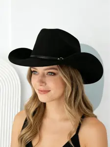 Unisex Classic Durable Felt Cowboy Hat - Polyester Clothing, Fashion Accessory for Western-Themed Events, Casual Outings, Classic Hats, Cowboy Theme Hats