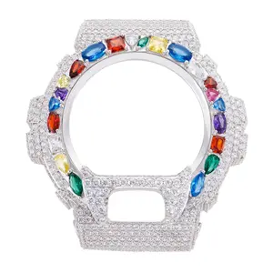 UCCIYO Compatible DW6900 Universal Bezel Ice Out Copper Moissanite Watch Case 18K Gold-Plated Lab-Grown Moissanite Crystal-Set Watch Case Unisex Hip-Hop StyleJewelry Gift [#CMW09]