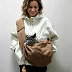 Breathable Pet Crossbody Sling Bag - Large Capacity, Head-Out Design for Small Dogs & Cats