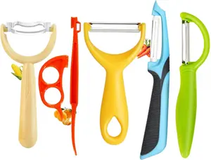 6 Pcs Kitchen Vegetable Potato Peeler Set, Including Corn Peeler, Corn Stripper for Corn on the Cob Tool, Potato, Carrot, Apple Peelers + Orange Peeler Tool, Y Peeler for Veggie & Fruit(Color-1)