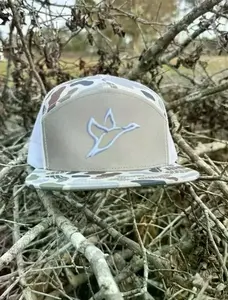 Flying Duck Icon 7-Panel Camo Trucker Hat – Brackish/White Mesh Snapback Hat 2