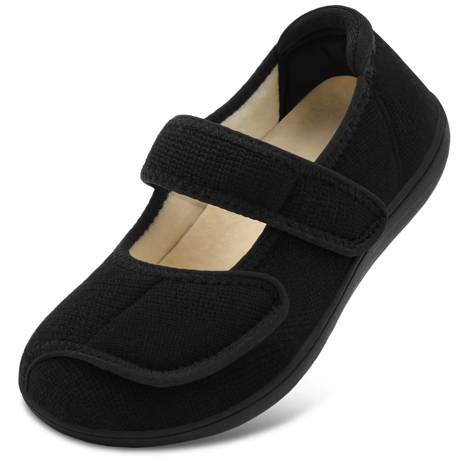 Leisfit Women's Extra Wide Adjustable Strap Soft Diabetic Slippers - Anti-Slip Rubber Footwear with Wide Toe Box for Edema, Swollen Arthritis Elderly - Indoor-Outdoor Walking, Driving Shoes