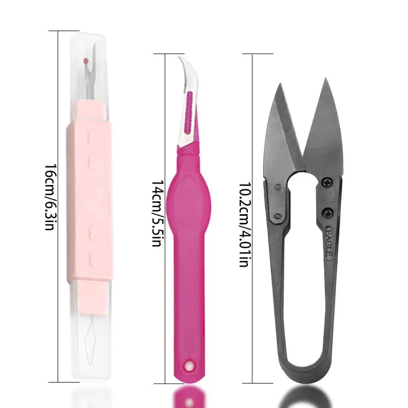 Seam Ripper Kit, 15 Piece Sewing Accessories and Supplies Set with Scissors, Protective Ball, and Measuring Tape for DIY Crafts & Embroidery