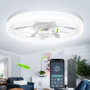 DEMILARE Modern Dimmable LED Ceiling Fan Light - 3 Color Temperatures, 6-Speed Noiseless AC Motor, Remote Control, Timer, Adjustable Brightness White Fandelier for Bedroom, Living Room, Ceiling Fan Lights