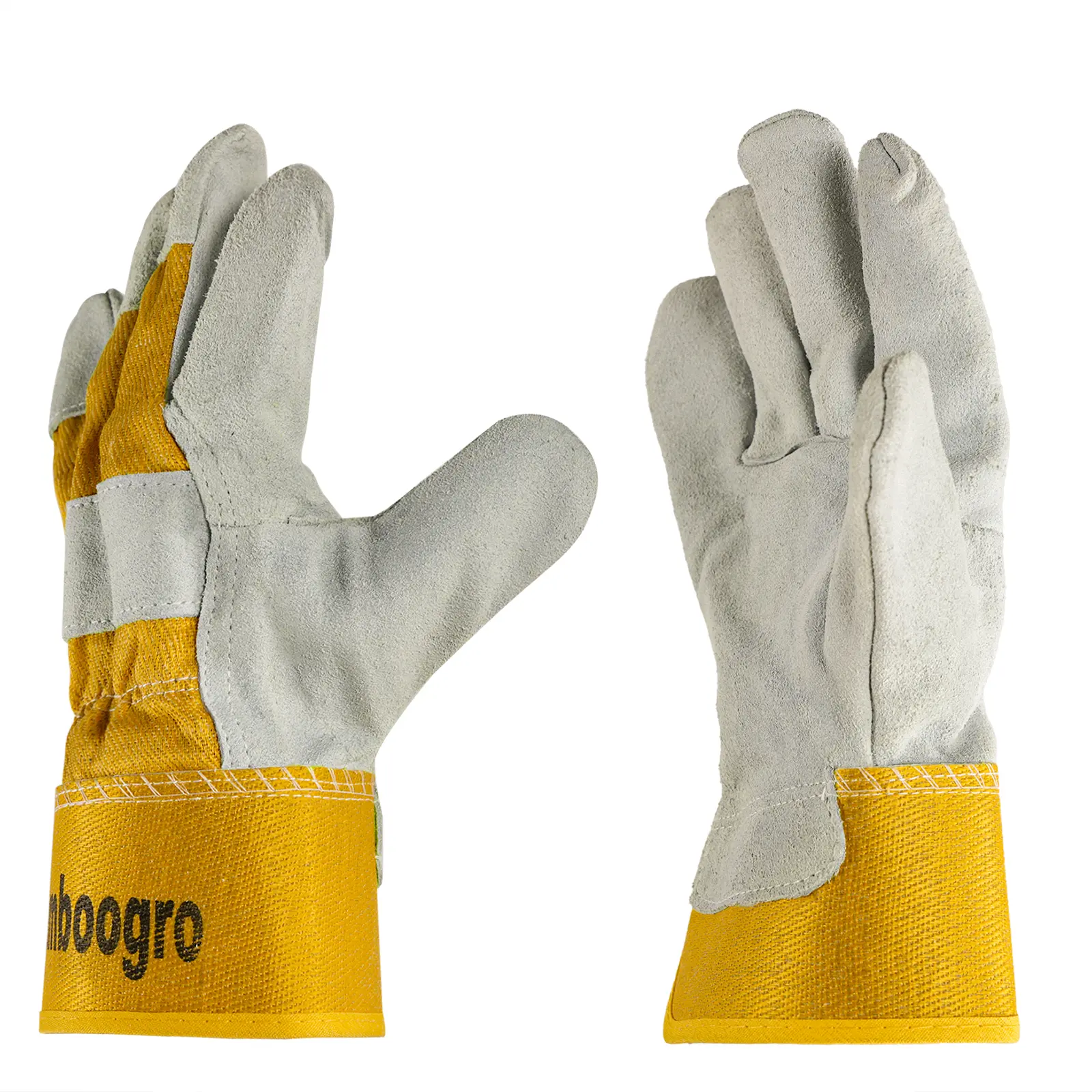 12 Pairs Cow Split Leather Work Gloves, Heavy Duty Full Palm Protection for Construction & Gardening Abrasion Resistant Full Palm Coverage Durable