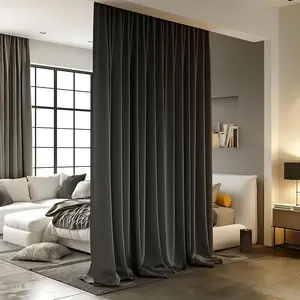 Room Divider Curtains for Ceiling Track Rod, Blackout Ceiling Track Curtains with Hooks Noise Reduction Privacy Curtain for Wall Ceiling Mount Track, 8.3 ft Wide x 7 ft Tall, Black, 1 Panel