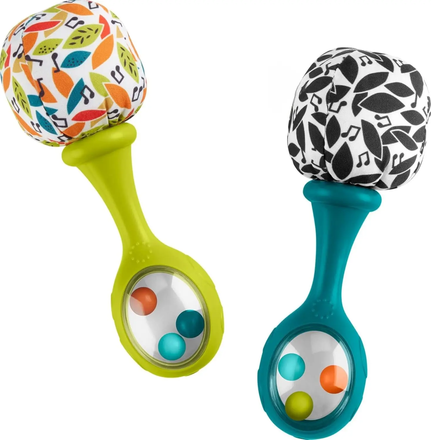Baby Rattle Maracas Set, 2 Soft Musical Instruments for Sensory & Developmental Play 3+ Months