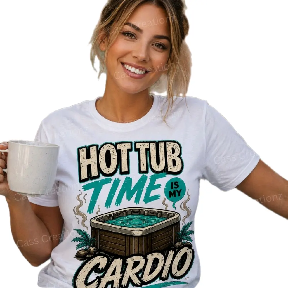 Men's Short-Sleeve Hot Tub Time Print Round Neck T-Shirt - Menswear, Casual Fit, Comfortable Wear, Multi-Size Casual Top, Shortsleeve, Thematic Print
