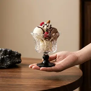 Elegant Glass Ice Cream Cup, Decorative Glass, Perfect for Desserts and Beverages, Stylish Glass Sundae Bowl, Ideal for Sweet Treats and Drinks, Glassware