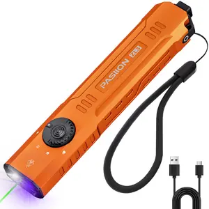 1500 Lumens Rechargeable Edc Flat Panel with Green Laser, UV and LED Combo, Magnet Led Flashlight, Portable Pocket Light, Outdoor Emergency Torch