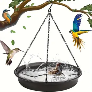 Hanging Bird Bath Feeder, Garden Bird Water Or Seed Tray with Chain & Snap Hooks, Outdoor Bird-Feeding Station, Easy Hanging with Sturdy Hook