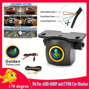 1080P AHD Car Backup Camera with Wide Angle Fisheye Lens - Night Vision, Front/Rear/Side View Monitoring, Fit for Trucks, SUVs, RVs, Parking Assistance Lines, Easy Installation, 1080P HD Dash Cam & Rearview Safety System, Car Accessory, Car Gadgets