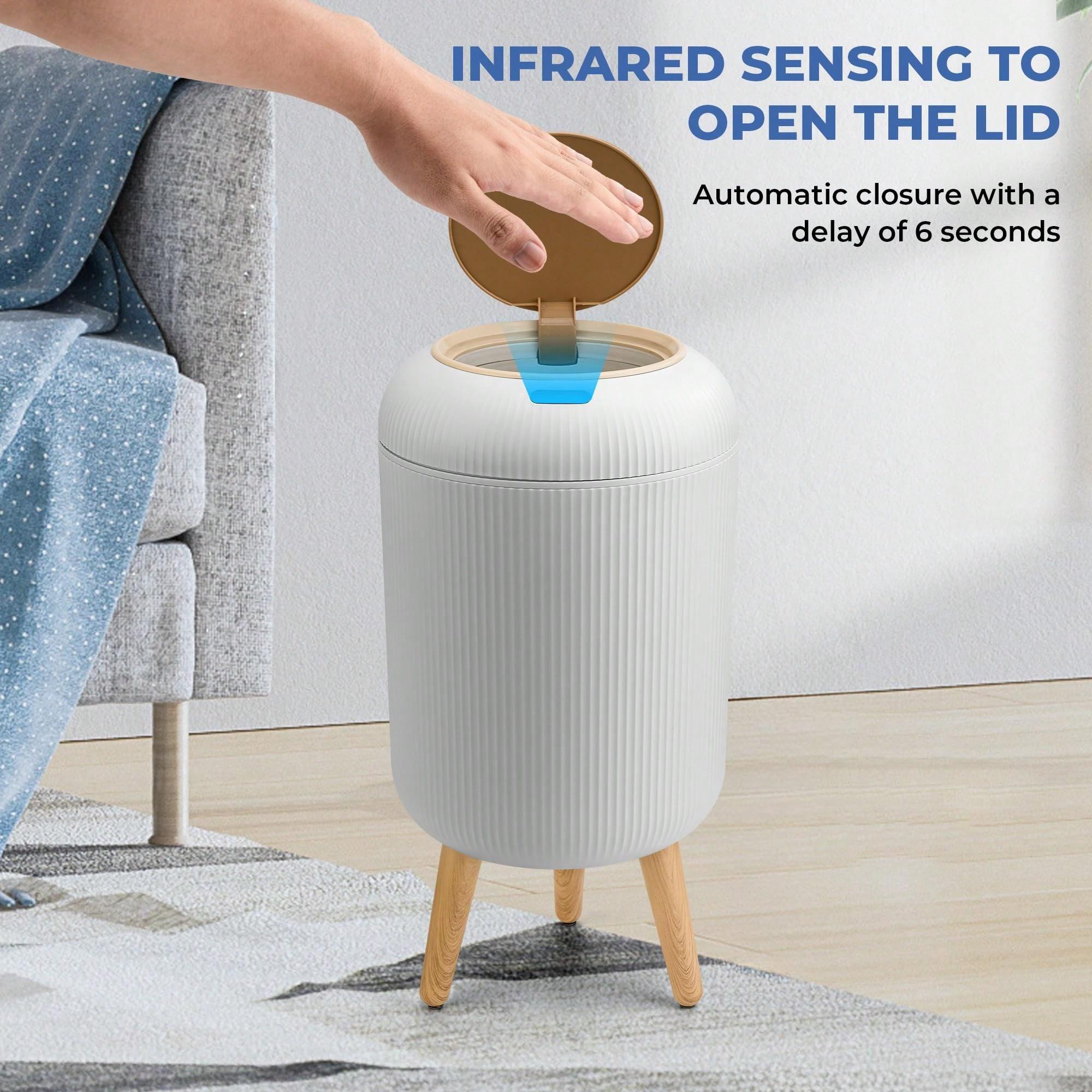 Touchless Smart Sensor Trash Can with Lid, 2.6 Gallon / 10L Automatic ...