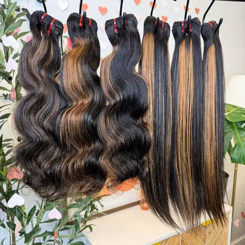 [We Heart Hair]  F1B/30 Highlight Cambodian 11A Straight and Body Wave Virgin Human Hair Bundles Deal Spring Hot