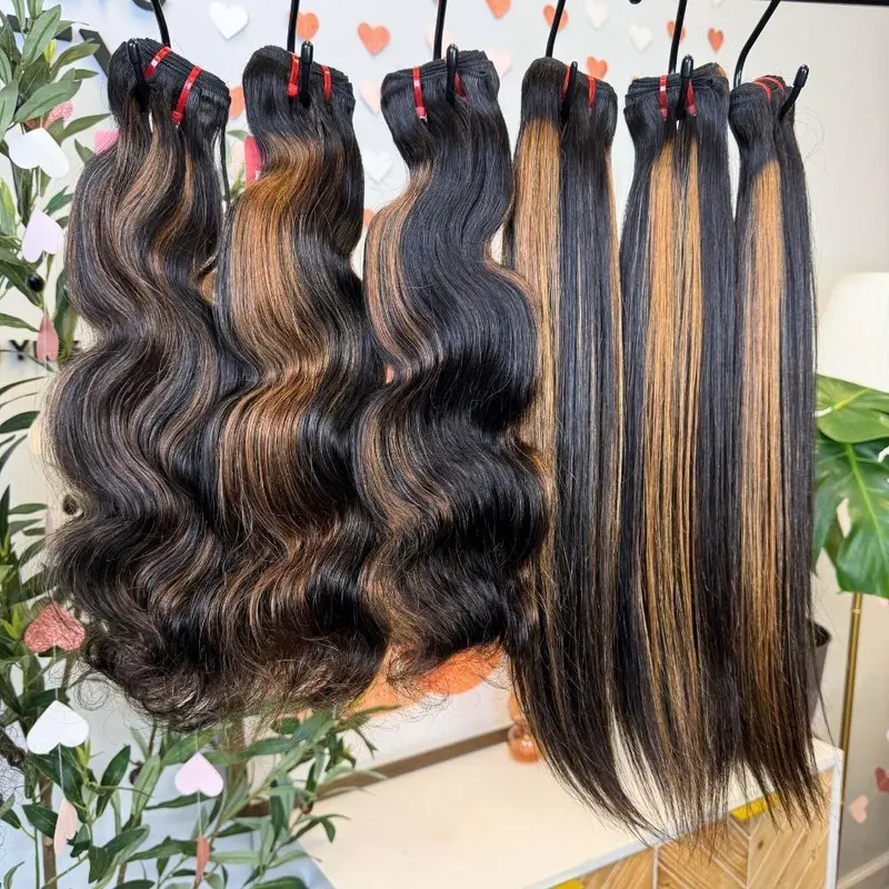 [We Heart Hair]  F1B/30 Highlight Cambodian 11A Straight and Body Wave Virgin Human Hair Bundles Deal Spring Hot