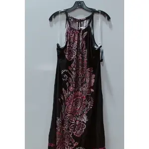 Black Floral Print Halter Dress