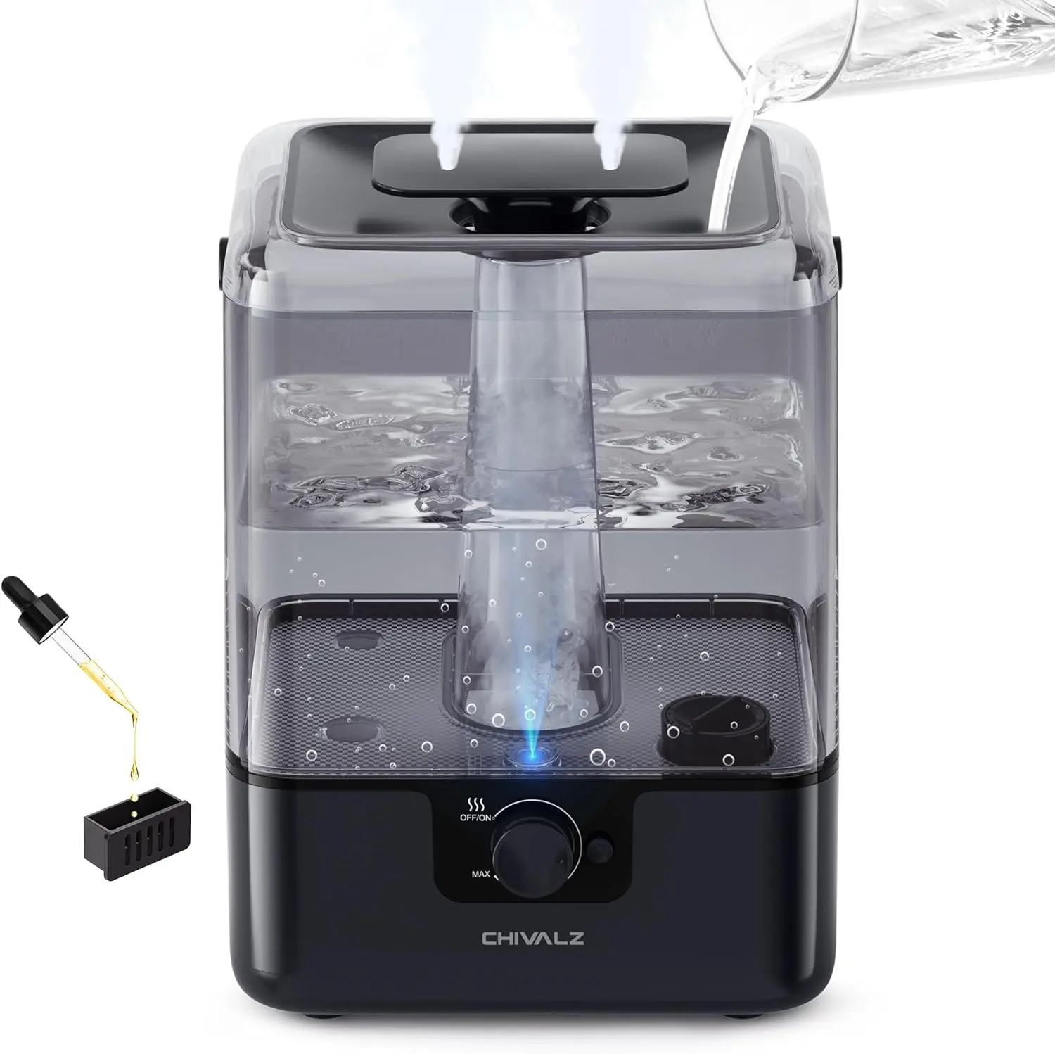 Chivalz 6L WiFi-Enabled Cool Mist Humidifier - 360-Degree Atomizer Nozzle, Anti-Dry Burn Auto Power-Off, Aromatherapy Diffuser, Essential Oil Compatible, 50H Max Run Time, Humidifier Atmosphere Light, Dry Skin Relief, Cleaning Brush, Room Office Use, Ultr