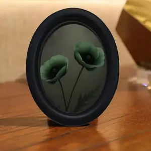 1count，Large Wooden Framed Bohemian Floral Wall Art，Indoor/Outdoor Hangable Picture Frame,Wooden Frame Photo Frame - 6.8x8.7 Inch Oval Wall Decor with Black Frame,Display Plaque,Perfect for Home & Office Holiday Decor, Home Decoration