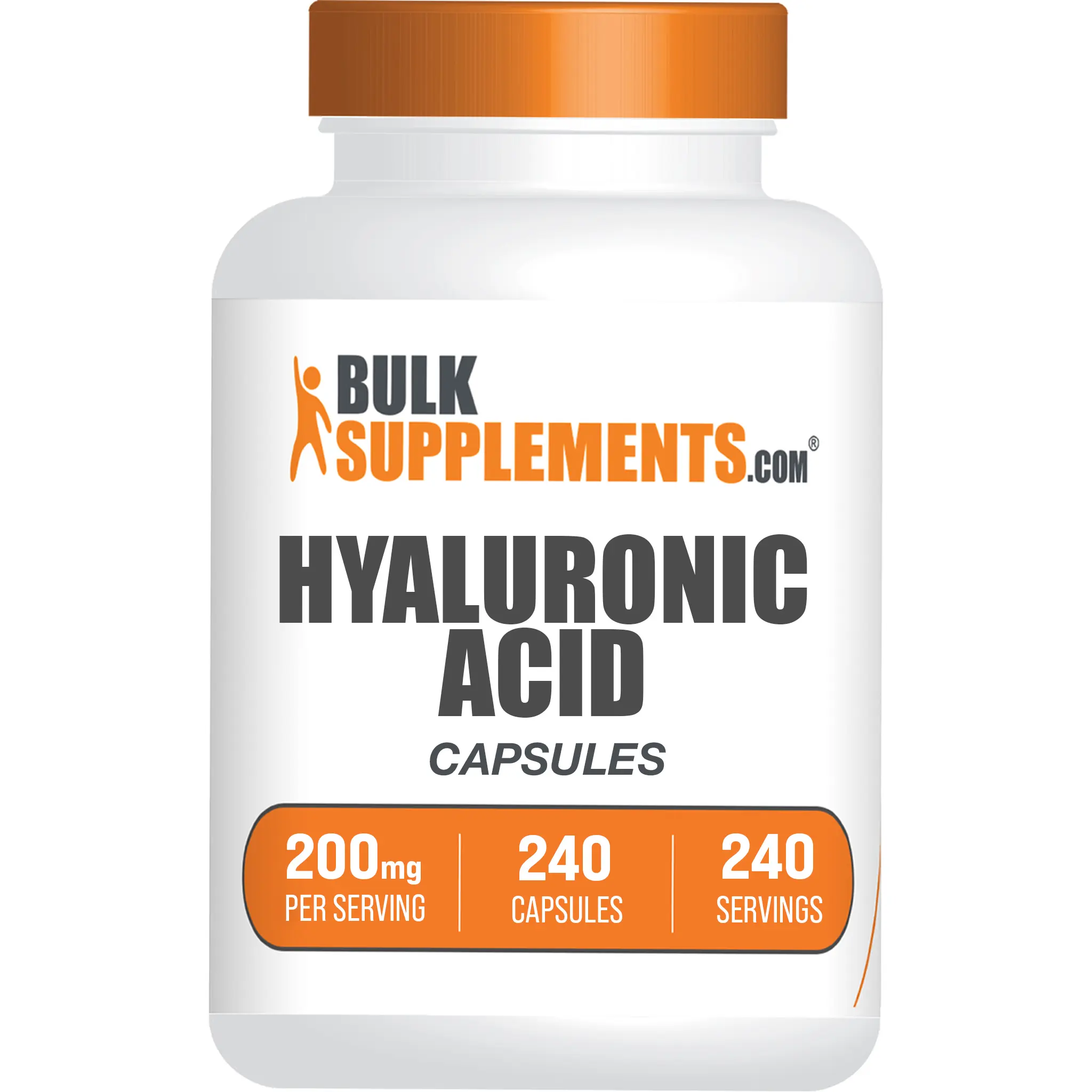 BulkSupplements Hyaluronic Acid Dietary Capsules - Beauty Healthcare Supplement - Anti-Aging, Skin Firmness, Free Radicals Defense - 200mg per Serving, 240 Count