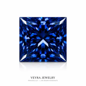 Royal Blue Princess Cut Moissanite Loose Stone 3ct | VVS1 Clarity, Traceable GRA Certificate jewelry