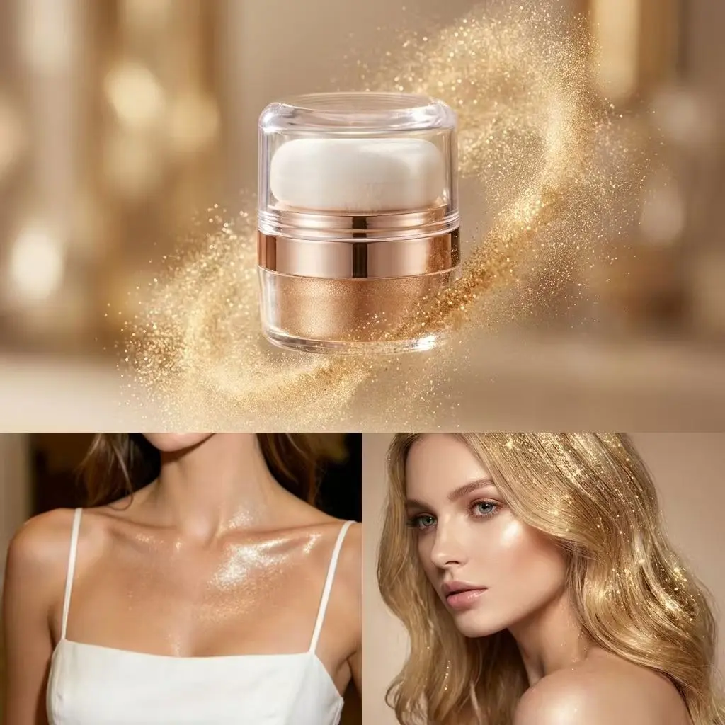 Shimmering Highlighter Body Powder, Long Lasting Glitter Highlighter Powder, Radiant Glow Powder for Stunning Makeup, Bronzer, Glow Seeker Highlighter, Face Body Highlighter, Beauty Highlighters