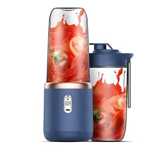 400ML Wireless Portable, USB Rechargeable Mini Fruit Juicer Mixer Blender for Shakes with 6 Blades & Dual Cup, Household Kitchen Appliances Portable Smoothie Blender, Blender Smoothie Maker