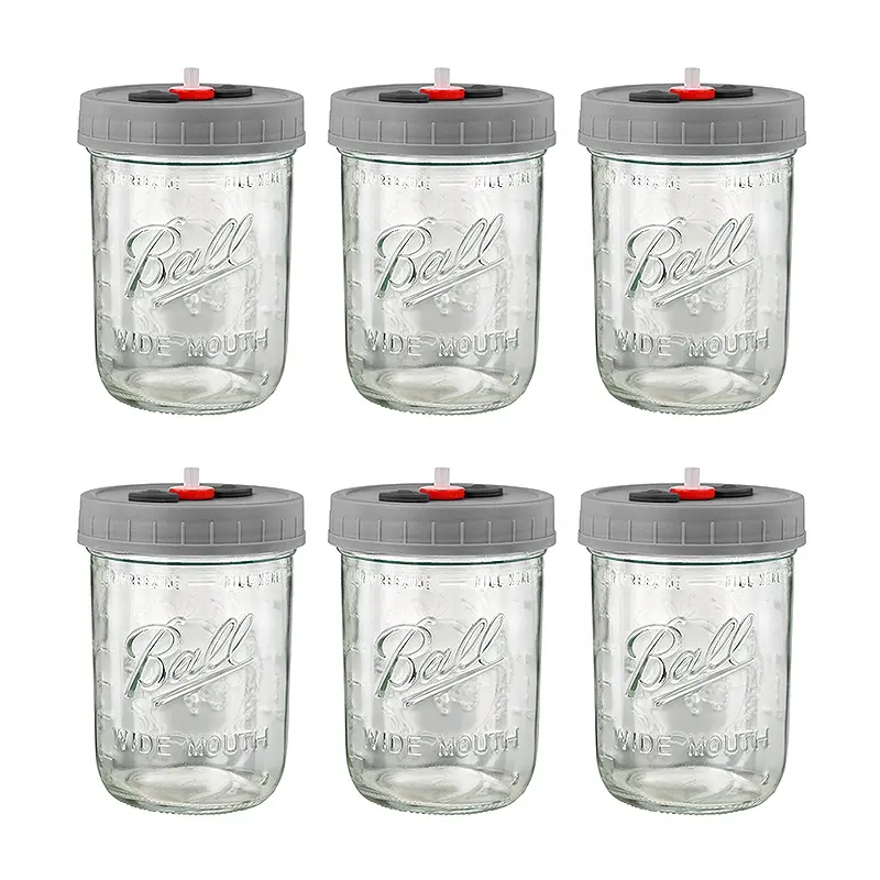 6 Packs Wide Mouth 80mm Spores Mushroom Growing Grain Jars 3.5x5  inches 500ml For mushroom inoculation with Liquid Culture Lid with injection Filter Ports, Sprouting jar,Mushroom growing supplies