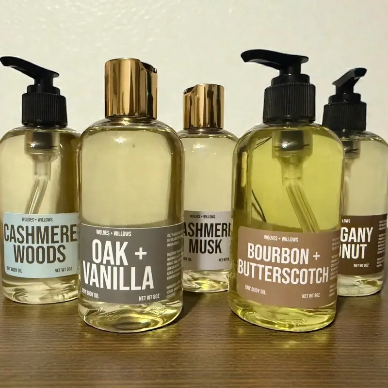 Masculine 8 ounce Wolves & Willows Dry Body Oil - Choose Your Scent - Non-Toxic Phthalate-Free Formula