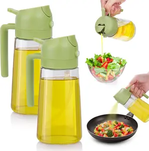 2 count 2 in 1 Oil Sprayer for Cooking 16oz/470ml  , Olive Oil Dispenser Bottle for Kitchen, PremiumOil Bottle, Food-Grade Oil Mister for Air Fryer, BBQ