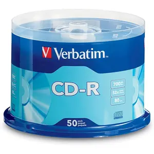 Verbatim CD-R Blank Discs 700MB 80 Minutes 52X Recordable for Data & Music - 50 Pack Spindle, Silver, Digital Storage, Reusable, Lifetime Warranty