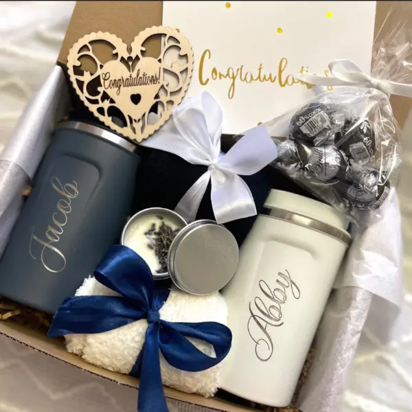 Personalized Gift Box for Two | Cozy Couple Set | Happy Anniversary Gift | Mr. & Mrs. Hygge Basket | Appreciation Gift for Married Couples