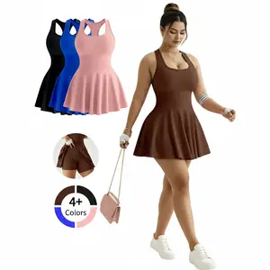 Women's 2-Piece Tennis & Golf Dress Set with Side Slit Mini Skirt & Racerback Crop Tank Top - High-Stretch Light Blue Athletic Wear for Running, Dancing, Gym - Casual Sporty Design, All-Season Comfort, Durable Sportswear