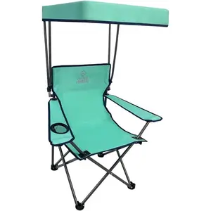 Youth Outdoor Canopy Chair with Adjustable Shade, Folding Kids Camping Chair with Cup Holder and Carry Bag, Portable Beach, Sports and Backyard Seating