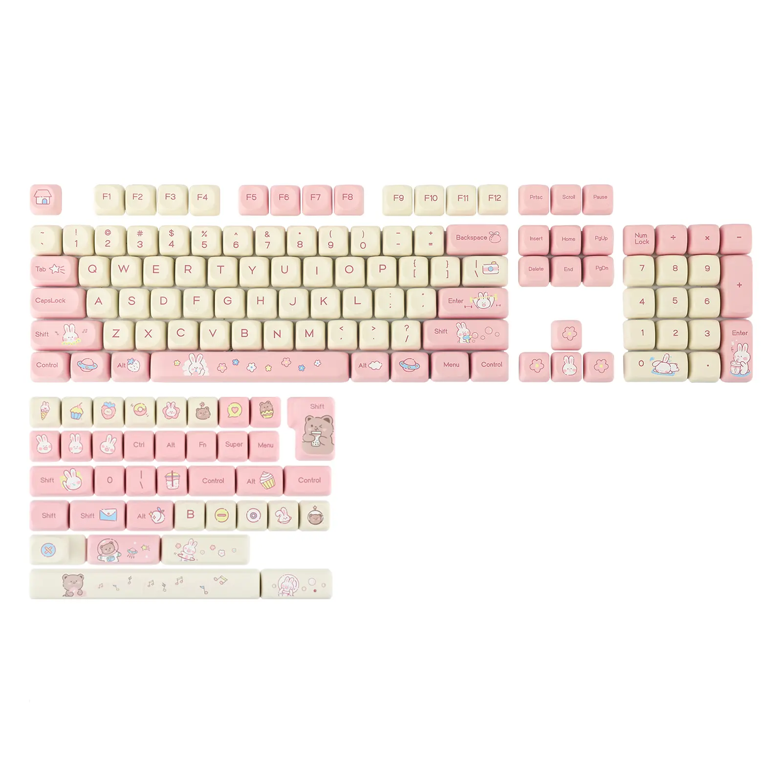 EPOMAKER Cream Bunny Keycaps Set 141 Keys MOA Profile PBT  for Mechanical Keyboard MX-Compatible dealsforyoudays