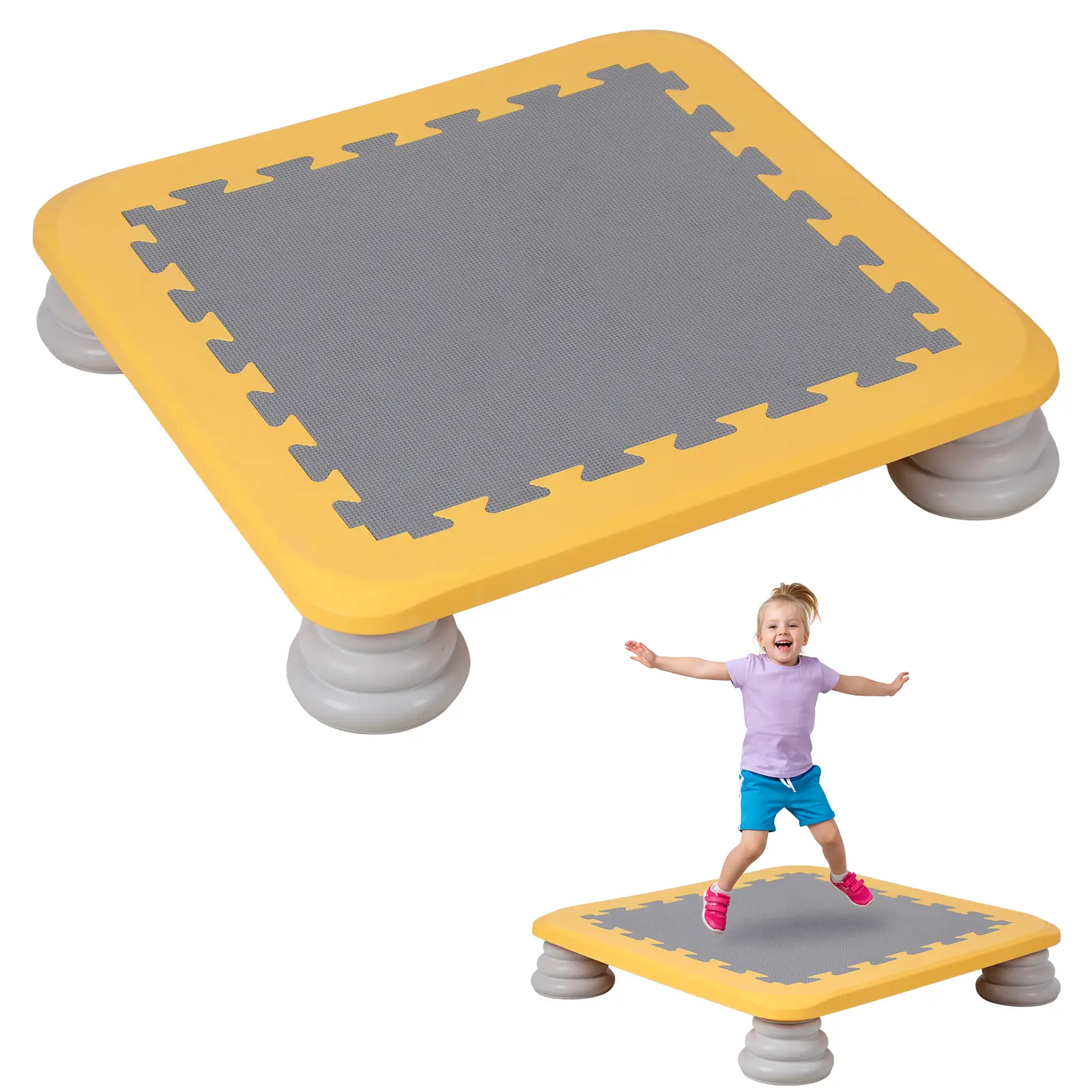 Explorinox Mini Trampoline for Kids, Rebounder Bouncing Board with Non-slip Base, Sensory Balance & Bounce Jumping Toy, Gift for 3-12 Boys & Girls, Max Load 200 lbs