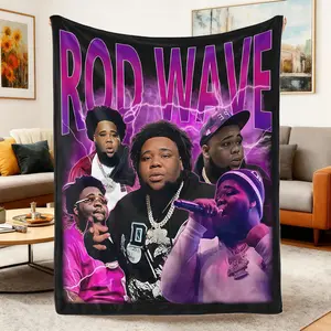 Soft Rod Wave Flannel Throw Blanket,Funny Rap Music Print,Lightweight Cozy Blankets for Couch Bed Sofa Living Room,Warm All Season,Perfect Gift for Hip Hop Music Fans Teens summerwins