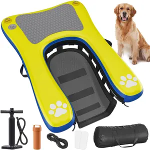 Inflatable Dog Pool Float Dock Platform for Large Dogs Up to 230 lbs, Dog Pool Ramp Ladder with Non Slip Steps | Dog Floats Water Ramp for Boat, Inground Pool, Lake | Heavy Duty Floating Ramp Plank