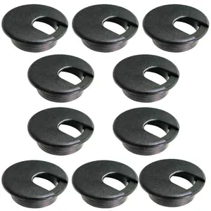 Desk Grommet Desk Hole Covers 2 Inch Black Plastic Grommets Table Grommet Cap, for Wire and  Finishing  Office  Desk (Pack of 10)