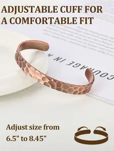 Adjustable Copper Bracelet, Hammered Texture, Low Sensitivity, Solid Copper Design, Unisex Jewelry, Perfect Gift Idea, Handmade Cuff Bracelets