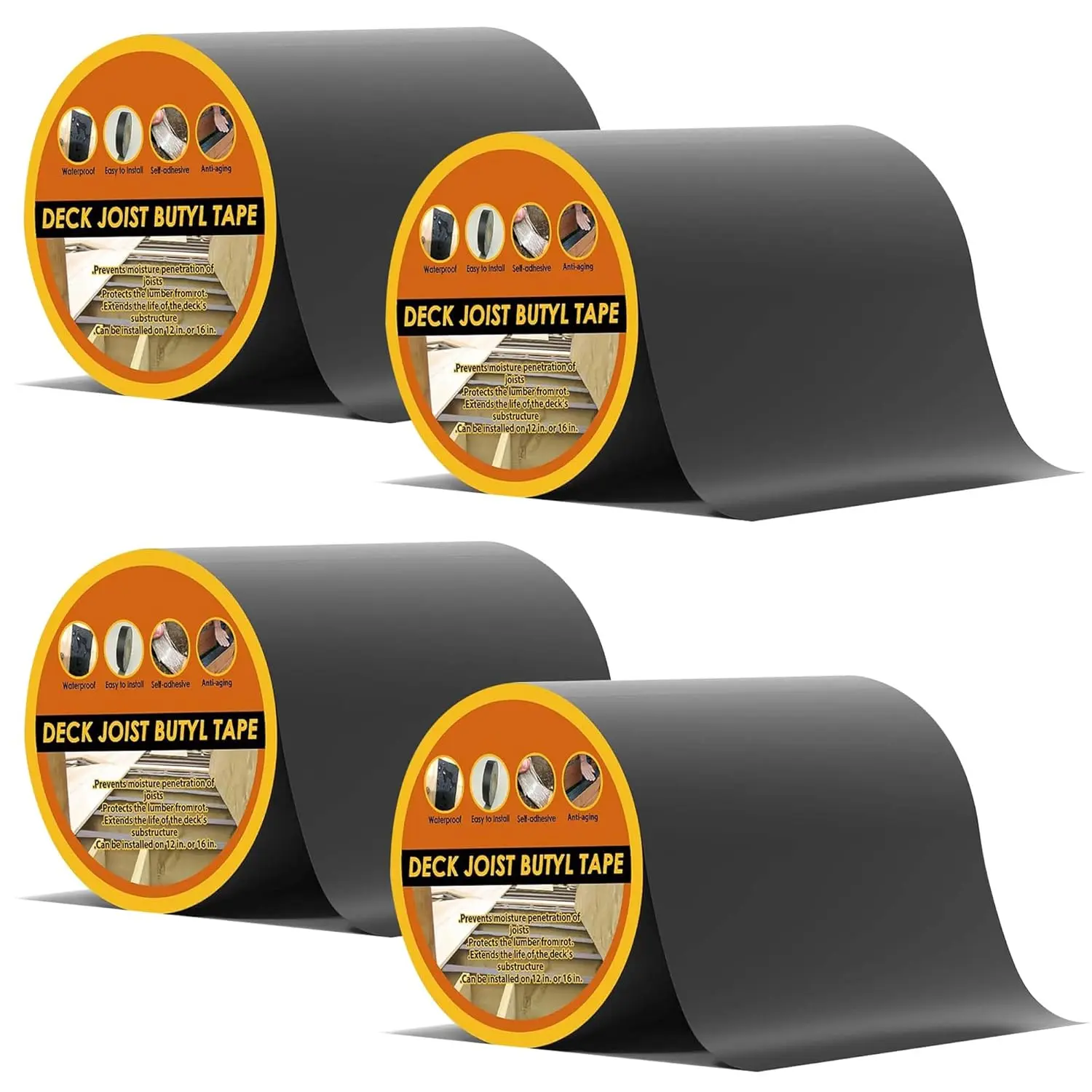 Joist Tape 6'' x 50', 4 Pack for Decking -  & Weatherproof Deck Tape for Joists and Beams Building