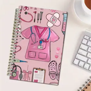 Nurse Notebook with Cute Illustrations, Thick Pages, Silent Flip, Medical Assistant Daily Planner, Nursing Students, Nurse's Day Gift, Spiral Notebook