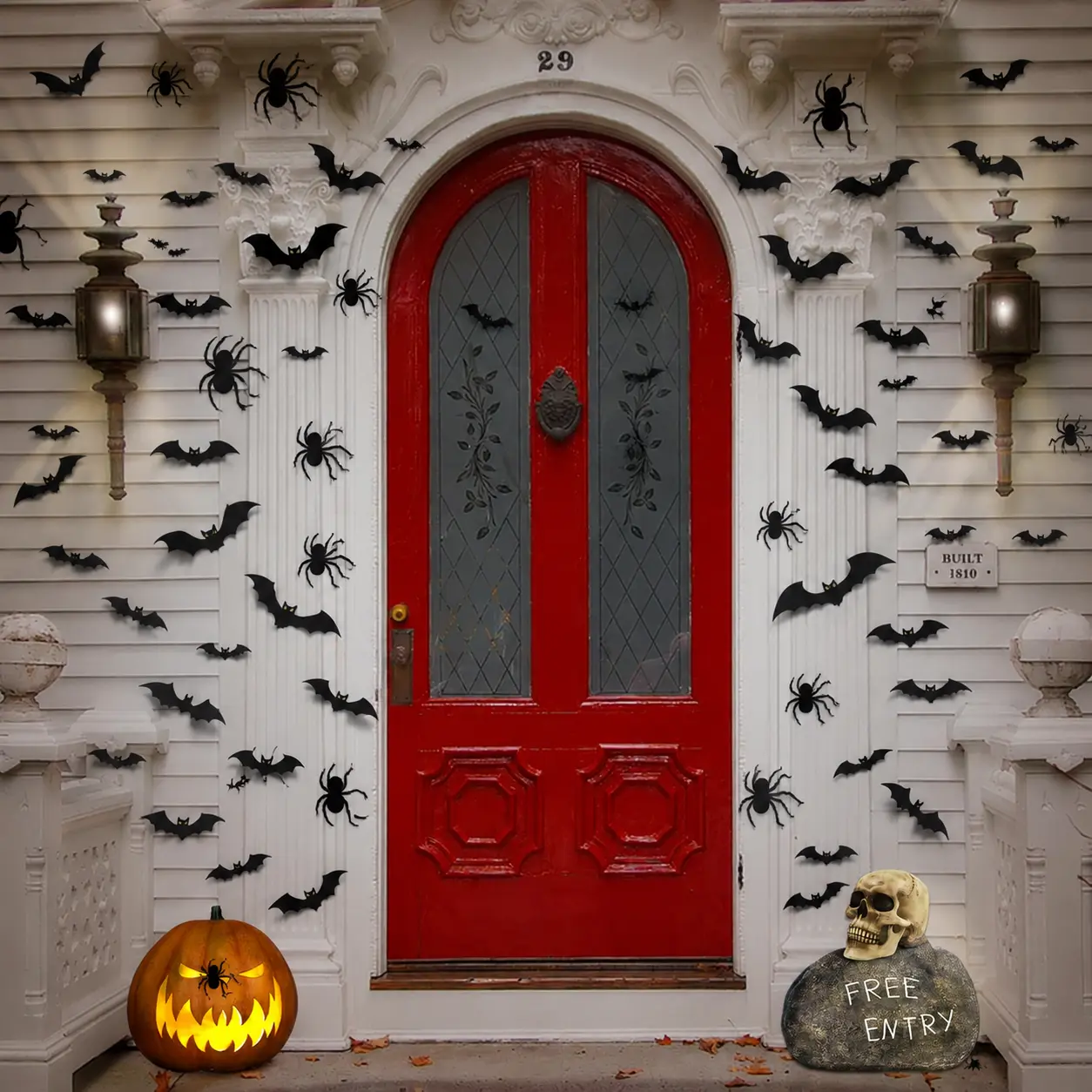 140-Pcs Smooth Waterproof Removable Halloween Theme Bat Wall Sticker Set - Glow-in-the-Dark Bat Decor for Windows, Bathroom Indoor Party Decorations