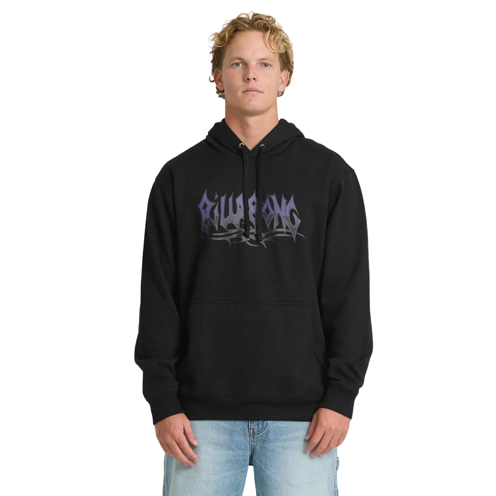 BILLABONG Tribal Pullover Hoodie， Men’s Pullover Hoodie, Kanga Pocket, Adjustable Hood, 280g Fleece Midweight for Everyday Wear, Casual Streetwear, Fall & Winter Season, Surf Lifestyle - Black Menswear Sweatshirts