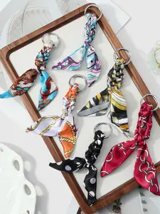 New Fashion Casual Simple Multicolor Handmade Twisted Satin Scarf Keychain Bag Charm Pendant, All Seasons Accessory, Bag Decoration