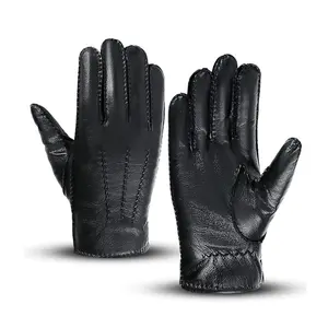 Genuine Leather Gloves for Men, Premium Winter Gloves with Cashmere Lining, Ideal for Driving, Riding, and Cycling